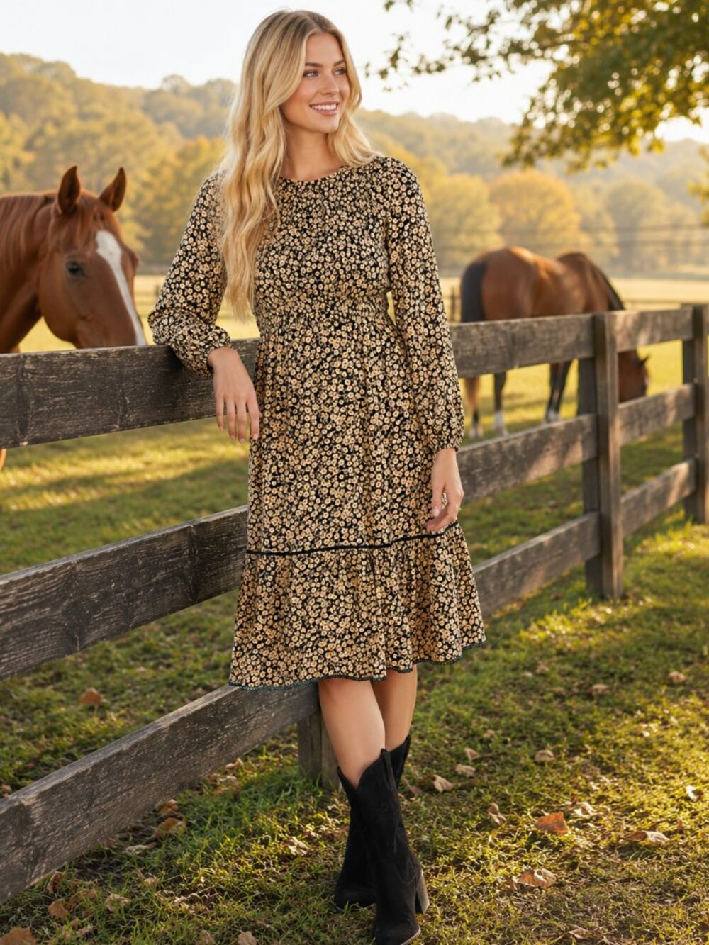 Lost + Wander Pick Me Golden Hour Midi Dress